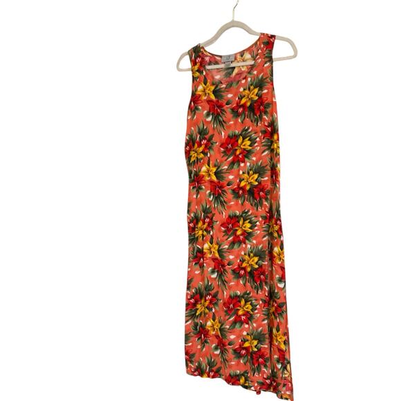 Vintage 80s Pink Yellow Hawaiian Floral Flowing Rayon Sheath Sundress Sz Medium - Picture 16 of 16